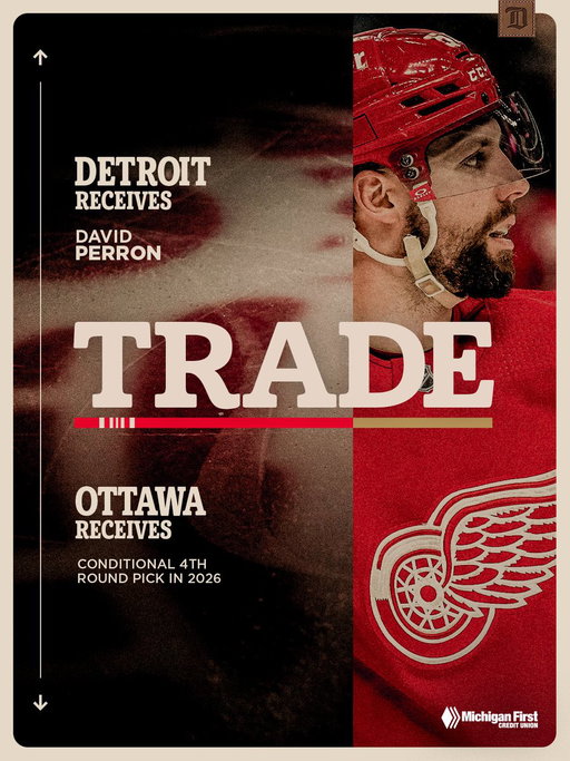 UPDATE: The #RedWings have acquired David Perron from the Ottawa Senators in exchange for a conditional fourth round pick in the 2026 NHL Draft. 