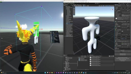 I'm getting very excited with the Unity SDK for @ResoniteApp - I got avatar setup almost fully working!

And the coolest thing - you can make live edits in Unity Editor to the avatar *while* wearing it in Resonite!

#Resonite #gamedev #socialVR 