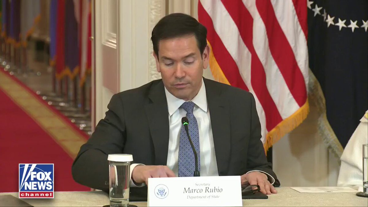 NEW: President Trump jokes that Secretary Marco Rubio has a conflict of interest during a women's sport roundtable:

"Marco has a conflict of interest that he didn't reveal, which is a very serious charge. Could be a criminal charge, actually!"

"His son is a very good player for a very good college and makes money with NIL."

"But we'll take him! We waive his conflict!"