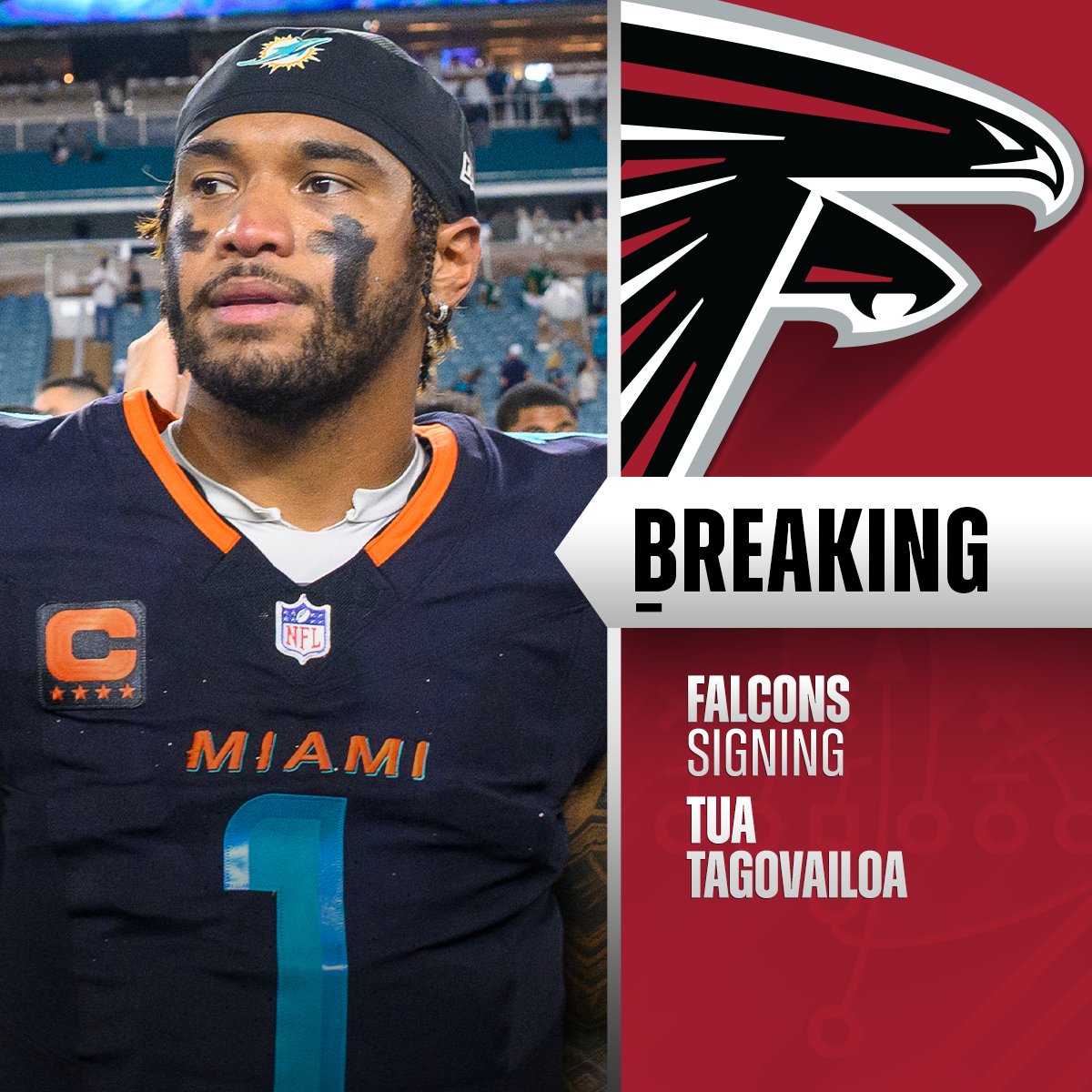 Falcons signing QB Tua Tagovailoa to a one-year deal. (via @tompelissero, @mikegarafolo, @rapsheet) 
