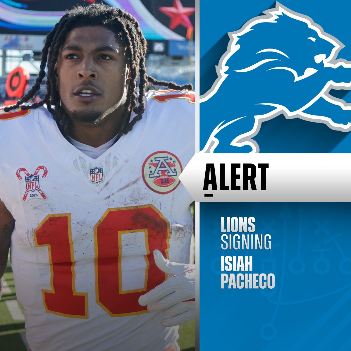 Lions signing RB Isiah Pacheco. (via @TomPelissero) 