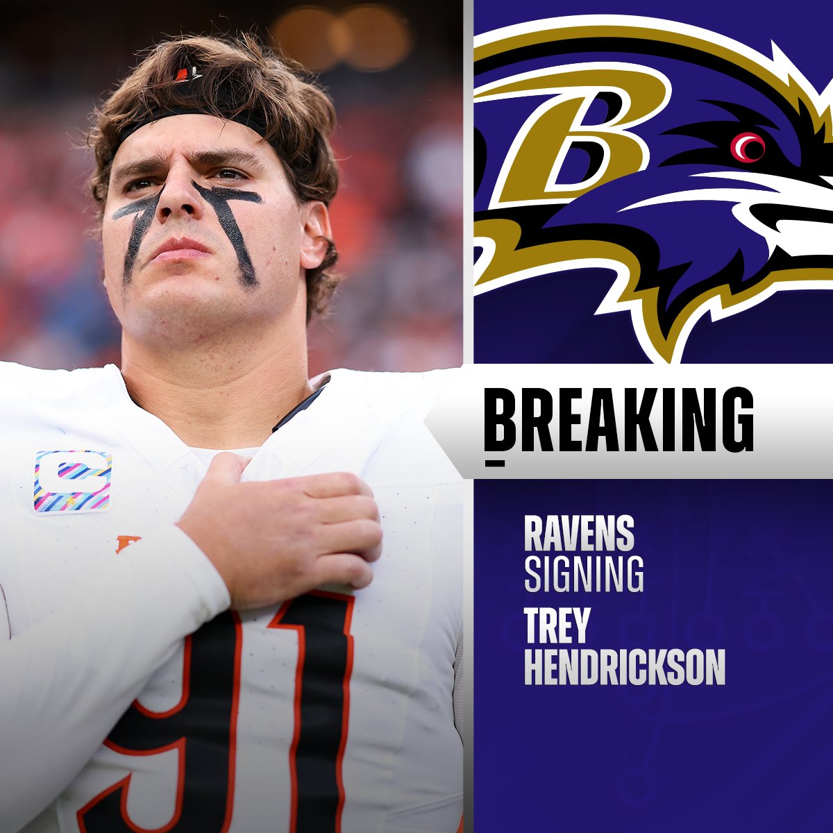 Ravens signing DE Trey Hendrickson to a 4-year, $112M deal. (via @rapsheet, @tompelissero) 