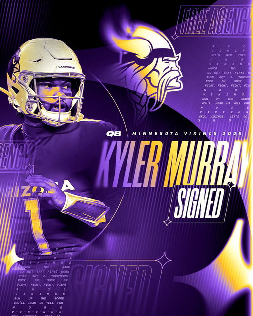 K1. 

The #Vikings have signed QB Kyler Murray. 

https://t.co/R9go5DkFY5 