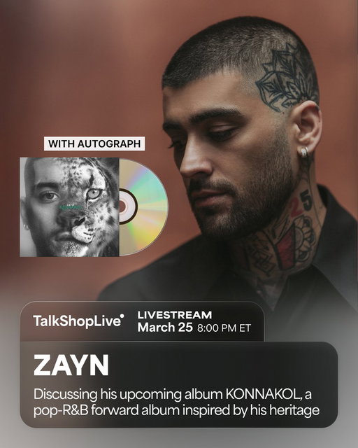 @zaynmalik  is going LIVE and you’re invited. Come hang on 3/25 at 8PM ET while he talks about KONNAKOL and answers your questions. Pre-order the KONNAKOL CD with an autographed insert while supplies last RIGHT NOW! #ZaynonTalkShopLive 

🔗  https://t.co/IDU8RkCXIX 
