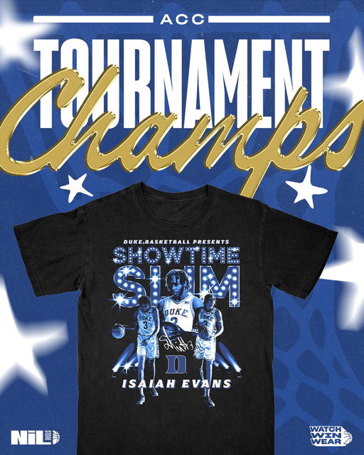 2025-26 ACC Tournament Champs are YOUR DUKE BLUE DEVILS 😈💙🏆

Support Duke in the NIL Store, where each sale directly puts money into our athletes’ pockets!

See you tomorrow at Selection Sunday 1️⃣ ⏰

🔗 https://t.co/wZgYboT8Ic 