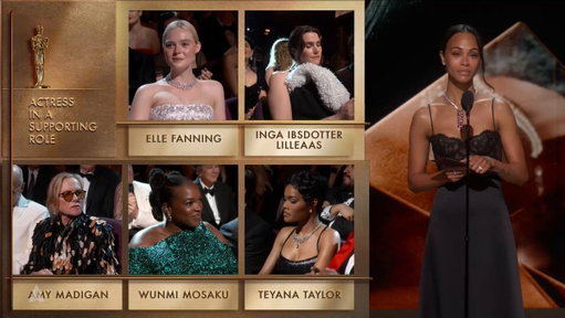 Amy Madigan accepting the Oscar for Best Supporting Actress for her performance as Aunt Gladys in WEAPONS. 