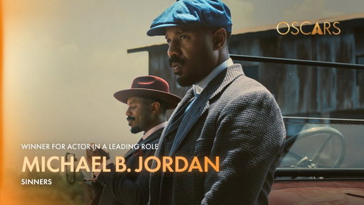 Michael B. Jordan pulls double duty as the Smokestack Twins and wins the Lead Actor Oscar for SINNERS. #Oscars 