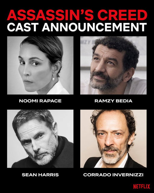 The world of Assassin’s Creed grows ever larger. Noomi Rapace, Ramzy Bedia, Sean Harris and Corrado Invernizzi join the cast of the live-action series adaptation of Ubisoft’s best-selling video game franchise. 