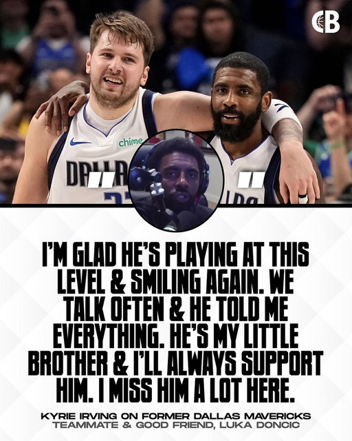 Kyrie Irving recently spoke on his relationship with Luka Doncic & how Luka is getting through a tough time: 

“I’m glad he’s playing at this level and smiling again. We talk often and he told me everything, he’s my little brother and I’ll always support him. I miss him a lot here.”

Brothers for life! ❤️
