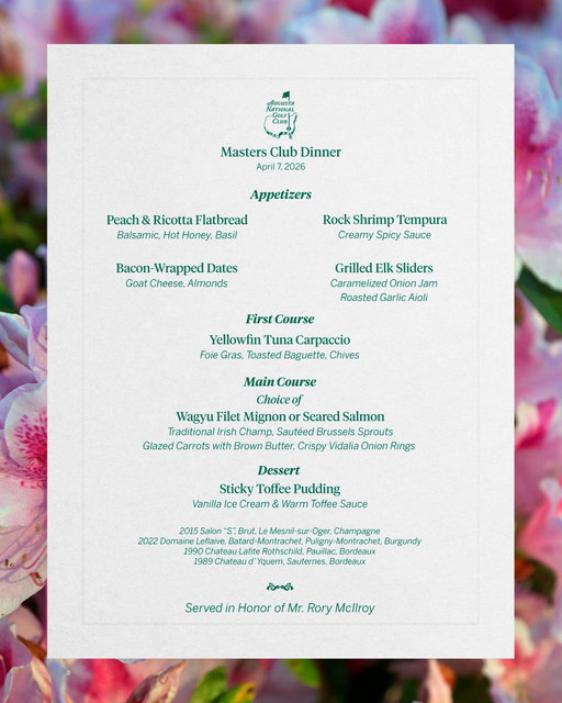 Served in honor of Mr. Rory McIlroy. #themasters 