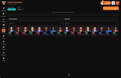 Trade calc upgraded!   

1) Recommendations on what players would help balance a trade 
2) Be able to add any player into a deal, but the ones not currently on the selected roster are greyed out 