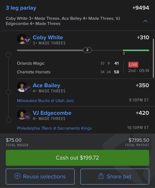 Meanwhile Coby trying to cash us out in the 1H of the threes lotto 😳

Is tonight the night? 🤞🏻 