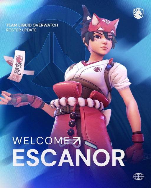 Roster Update: Yasser "Escanor" Alotaibi will be joining Team Liquid Overwatch as an Emergency Sub in the flex support role. We have full confidence in Escanor’s ability to step into this role and support the team.

Welcome @EscanorOw 🌊 