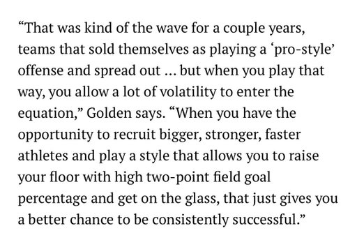 Todd Golden made an interesting point to me on the lack of upsets: Elite teams have gone from slanting towards skill + playing 5-out to going all-in on dominating at the rim. It’s a higher-floor brand of basketball and the hardest style for MMs to match: 

https://t.co/ysR8UvkDSQ 