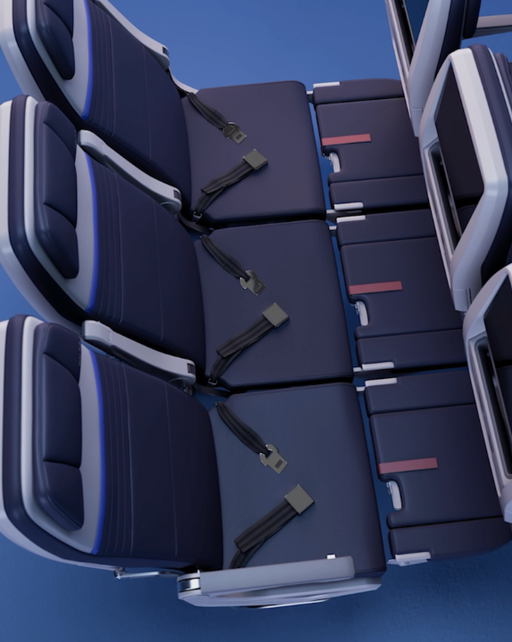 The entire row is alllllll yours.  

Welcome to United Relax Row, three adjacent United Economy seats with adjustable leg rests that can each be raised or lowered to create a cozy lie-flat space for stretching out...

You'll also get a mattress pad, blanket and two pillows. If you’re traveling with kids, a plushie too! United Relax Row will be available starting next year on more than 200 of our 787s and 777s, each with up to 12 of these brand-new rows.

http://united.com/Elevated