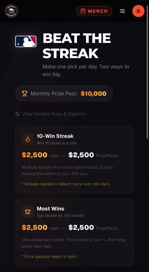 Introducing Beat The Streak! 🔥

A new free-to-play game on the Bookit Sports Website!

One MLB pick per day. $10,000 in monthly prizes! 💰

Can you go the distance and beat the streak? 

https://t.co/Yks3JMNwg9 