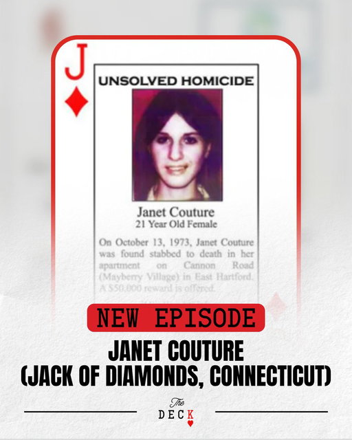 In 1973, Janet Couture was murdered in her home. For more than five decades, the case remained unsolved.... until a breakthrough came in 2025, when a longtime suspect with a violent history was finally arrested.

Listen to the full episode:
https://swap.fm/l/TheDeckSocial 
