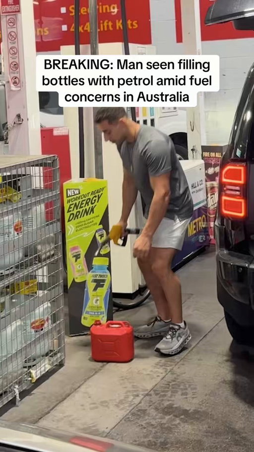 BREAKING: Man caught filling bottles with petrol as fuel concerns grow in Australia 🇦🇺 