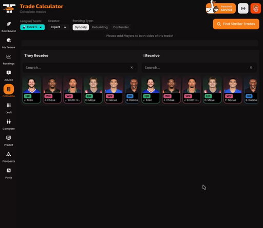 The most popular trade calculator this world has ever seen just got even better

"Explain trade" added 
1) Get an explanation of how the trade will change your teams rebuilding / contending power ranking
2) See how it will change your teams positional ranking in your league 

Share button added
3) Be able to send your league mate a link to see that the trade helps them more than it helps you