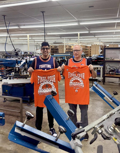 In 2005, Jedd Swisher’s company Campus Sportswear printed thousands of “Jersey Madness” tees to celebrate Illinois’ Final Four run

It was banned 

In 2026, he and Steven Farag’s company, Campus Ink, brought the shirt back for Illinois’ Final Four run 

It’s allowed now with NIL and sold by their other creation, The NIL Store 

Full circle moment