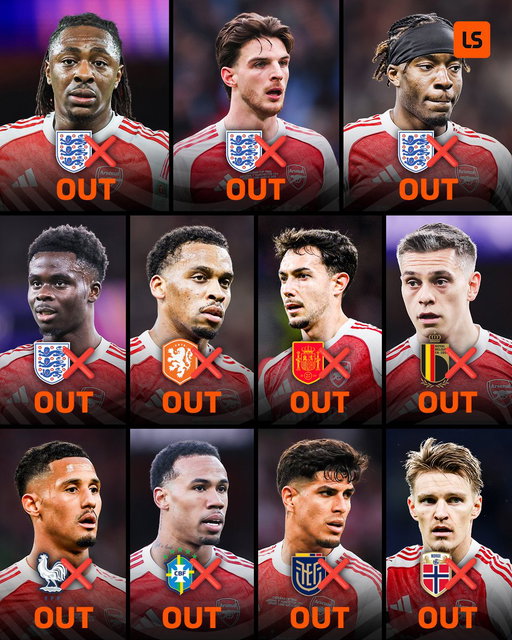 𝙀𝙡𝙚𝙫𝙚𝙣 Arsenal stars have pulled out of International duty this week due to injury 👀❌ 