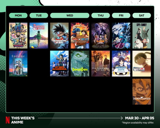 A new week, a new list of anime! 