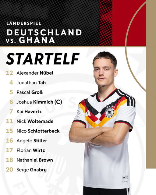 Diese 1️⃣1️⃣ startet gegen Ghana! 🚀

#dfbteam #gergha | 📸 DFB/Thomas Böcker 