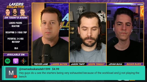 “The minutes are out of control right now”

@JovanBuha, @TrevorLane, and @_JasonLT discuss the Lakers’ star vs. bench usage under Coach JJ Redick. 
