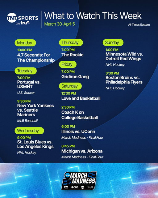 We've got all sorts of flavors for your sports taste this week. 

What are you looking forward to watching? 🏀⚽️⚾️🏒 
