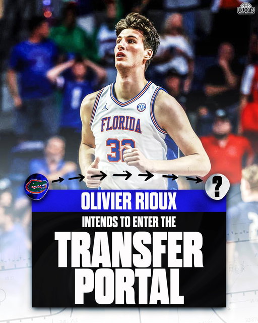 BREAKING: Florida 7-foot-9 center Olivier Rioux is entering the transfer portal, his agent @peteyannopoulos from @AthletesInPower Sports Management told @TheFieldOf68.

Rioux is one of the most popular players in the world and was a starter for Team Canada U19 at the World Cup last summer.