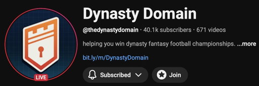 Congrats to @domainfantasy for hitting 40,000 subscribers today

The largest dynasty creators in the space &amp; we're lucky to have them on the team 