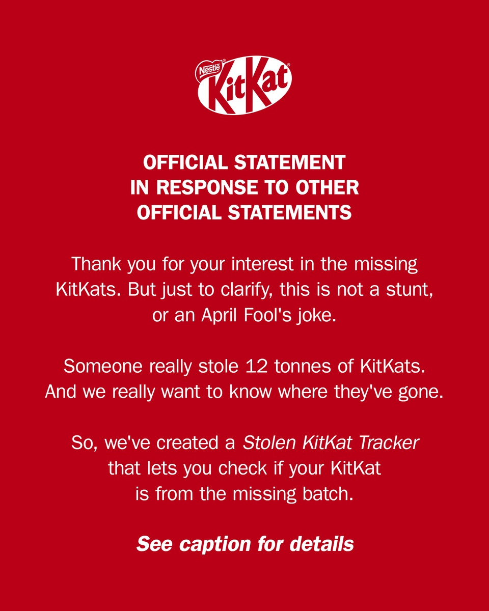 Help us find them. Use the Stolen KitKat Tracker. Link in bio. 