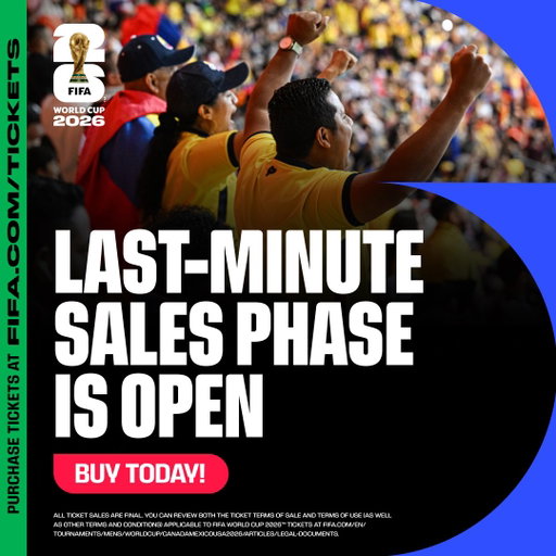 Last Minute Sales tickets for the #FIFAWorldCup are on sale! Be there when it happens. Get your tickets now! 🎟️

Tickets are available now on a first-come, first served basis while supplies last. All ticket sales are final. Terms apply. 