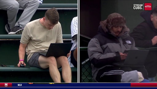 The Cubs broadcast showed fans working remotely from Wrigley Field during the team's day game 💻

