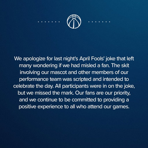 Statement on last night's April Fool's joke. 