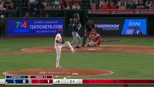 JO ADELL ROBS HIS THIRD HOME RUN OF THE NIGHT DIVING INTO THE STANDS 