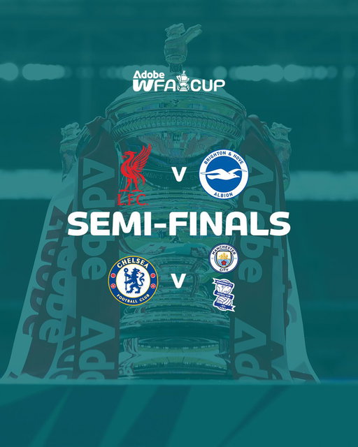The draw for the #AdobeWomensFACup semi-finals has been confirmed 🙌 