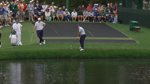 Bryson DeChambeau takes the alternative route on No. 16. #themasters 