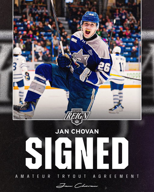 Jan Chovan gets the call 📞 

Sudbury Wolves forward Jan Chovan has joined the Ontario Reign for the remainder of their season on an ATO as they push for a division title!

The 19-year-old forward is coming off a 55-point season in Sudbury and a strong showing at the World Juniors with Slovakia. After a midseason switch to center, he led the Wolves in goals and points.

#WolvesNation