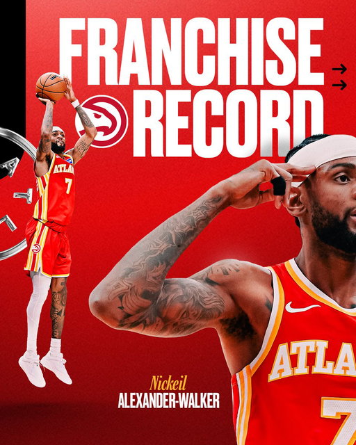 NAW sets a NEW Hawks record ‼️

Most made 3s in a single season 🔥🔥🔥 