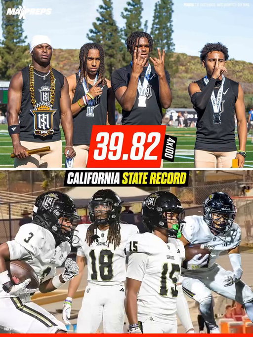 Servite (CA) sets a new standard with a 39.82 in the 4x100, marking the first sub-40 relay in state history. 🤯🔥 

( via pomanprod/yt , zeke castellanos/ig) 

@ServiteSports 