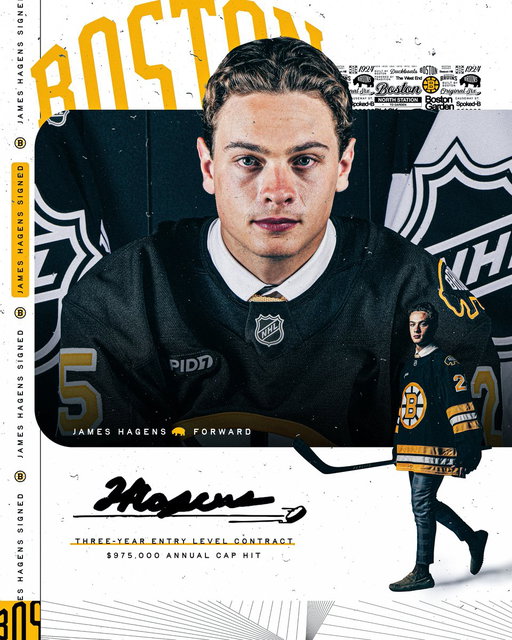 Hagens is here.

The #NHLBruins have signed James Hagens to a three-year, entry-level contract.

📰: https://t.co/XLDGCytrSB 