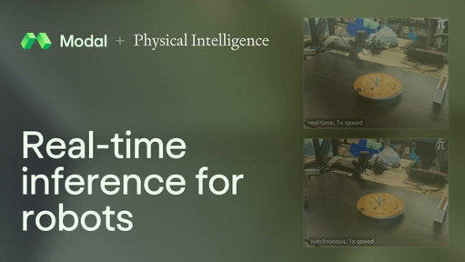 The future of artificial intelligence is physical. 

@physical_int runs robotic control inference on Modal with >2x lower latency than the lag between your brain and your finger. 