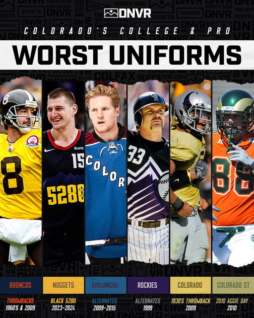 The worst uniforms in Colorado sports.

Did we get it right? 👀👇 