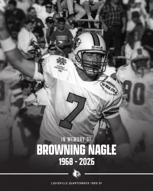 We are saddened by the passing of Browning Nagle, former Fiesta Bowl MVP quarterback and Louisville great. 

His leadership on the field and passion for the game left a lasting mark on our program. 

Our thoughts are with his loved ones and teammates during this difficult time. 