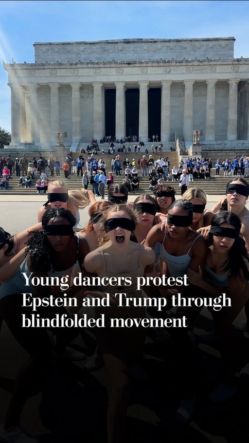 Young women and girls performed a protest dance aimed at President Trump and Jeffrey Epstein.

The dancers wore blindfolds and leotards with different passages from the Epstein files printed on them. https://t.co/fy1Olg1Cr9 