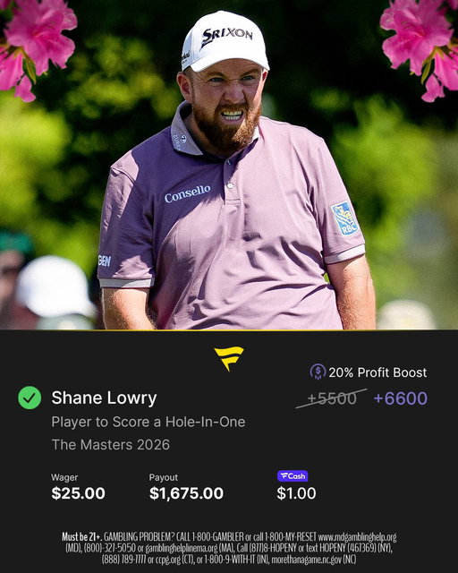 ONE BETTOR CALLED LOWRY'S HOLE-IN-ONE 😳

Casual +6600 CASH 🤑🤑 