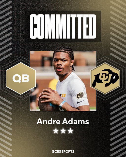 BREAKING: Three-star QB Andre Adams commits to @CUBuffsFootball.

He says @DeionSanders, @CoachBox6, and @BrennanMarion4 played a huge role in his decision.

VIP Story: https://t.co/4abkskmSej

— @Andre_Adams10 — 

@247Sports . @Jack_Carlough . @SixZeroAcademy 