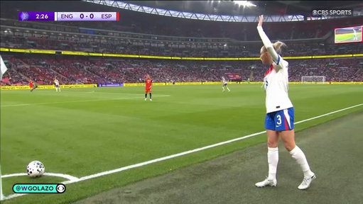 CHAOS AT WEMBLEY 🤯 

England goes up just three minutes in off a wild Alessia Russo assist &amp; an acrobatic Lauren Hemp finish ‼️ 