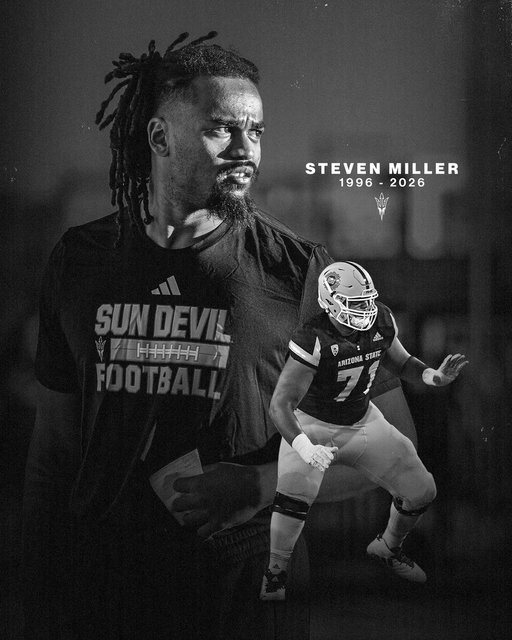The Sun Devil Football family mourns the passing of Steven Miller.

We extend our thoughts to those who knew and loved him. 